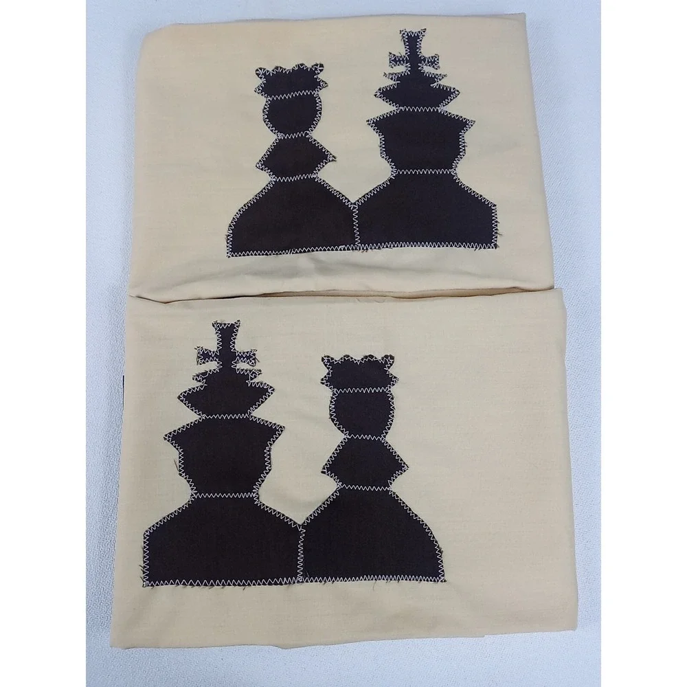 Vtg 2 Chess Piece King Size Pillow Cases King‎ & Queen Chess Piece Pillow Case